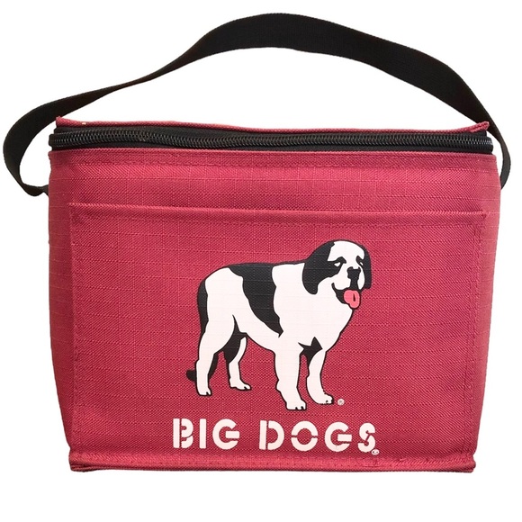 🌈 6/$60, Big Dogs Insulated Lunch Box, Saint Bernard, Maroon, 8.5”X6” - Picture 1 of 10